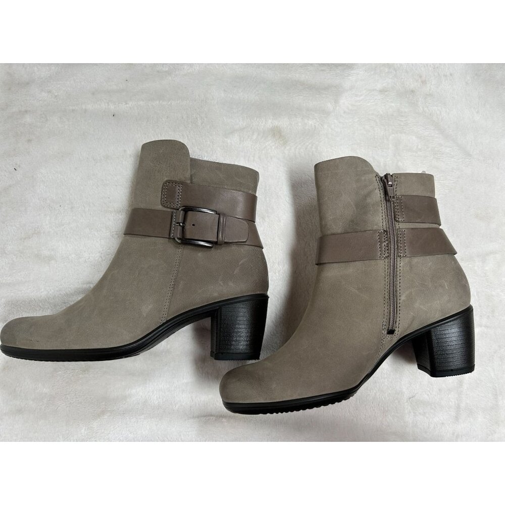Ecco Touch 55B Leather Mid Cut Zip Boots Womens Warm Gray Size 36 US 5-5.5 New - Picture 1 of 6